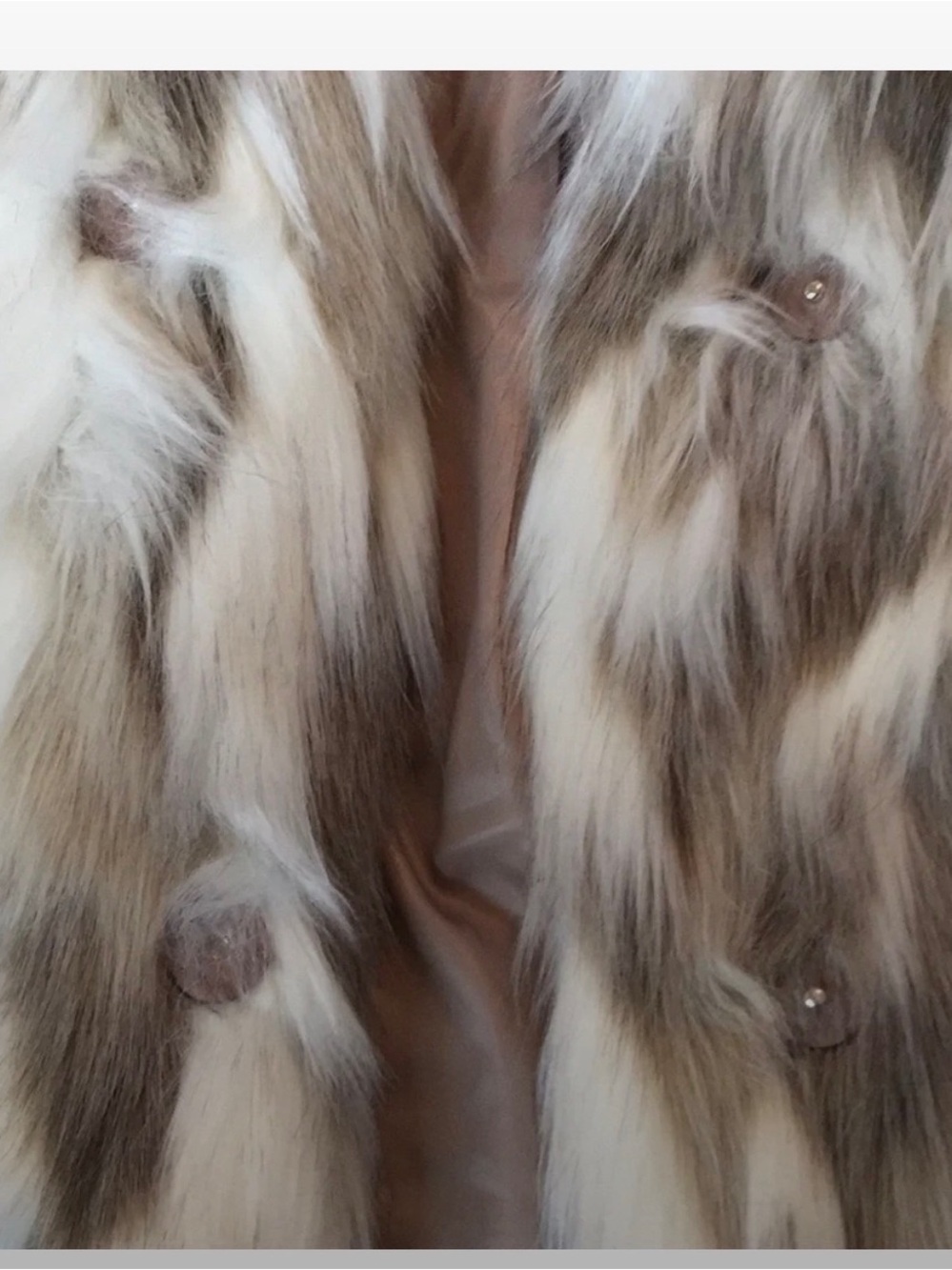 Elie Tahari Cream and Brown Faux Fur Coat - Picture 5 of 9